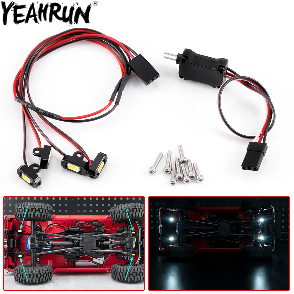YEAHRUN Rock Lights mit Controller-Kit, Chassis-Lampe für 1/18 1/24 RC Crawler SCX24 AX24 FCX24M TRX4M Ascent18 Upgrade-Teile