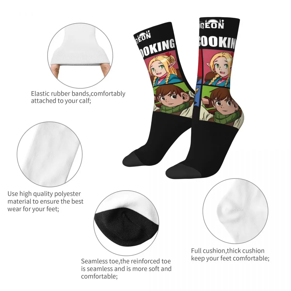 Köstlich in Dungeon Anime Design Thema Kleider socken für Frauen schweiß absorbierende Drucks ocken