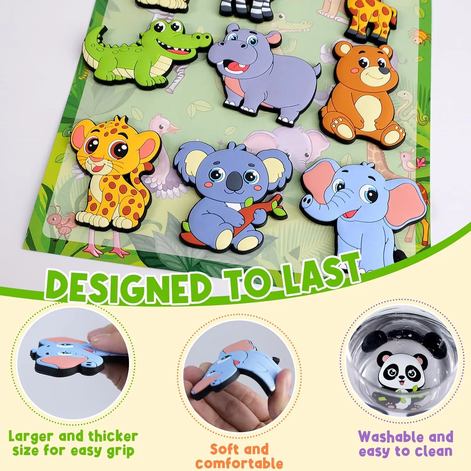 12PCS Animal Fridge Magnets for Toddlers Cute Wild Animals Refrigerator Magnets Large Full Back Magnetic Fridge Magnets Gift