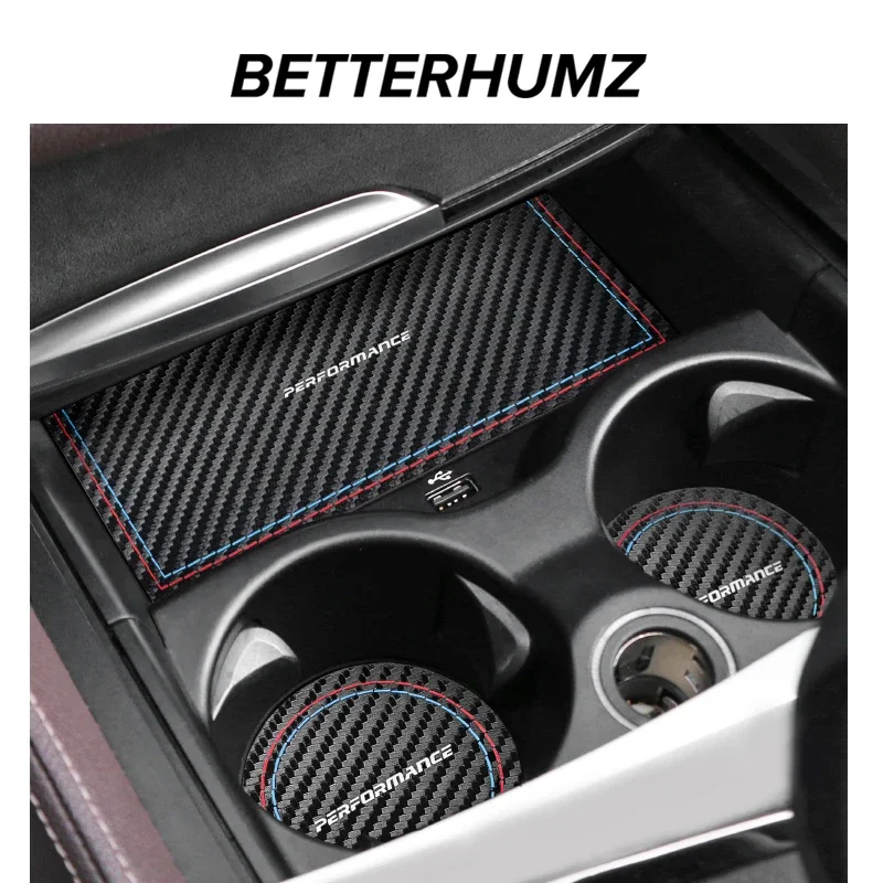 Made of Alcantara For BMW G30 G32 G38 Series 5 6 GT Storage Cup Holder Anti-slip Mat MP Carbon Fiber Car Interior Accessories