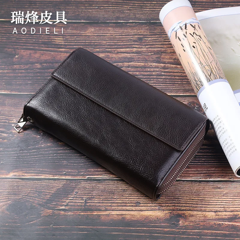 

2023Fashion Business Men Wallet Long Zipper Handbag Retail Wallet Multi-Functional Clutch Bag in Stock