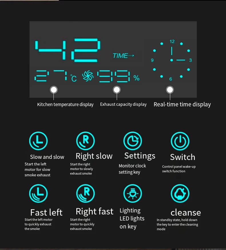 شفاط المطبخ الذكي ذو 3 سرعات 2025 - عادم مدخنة المطبخ سهل التنظيف مقاس 900 مم مع استخلاص الدخان المتقدم