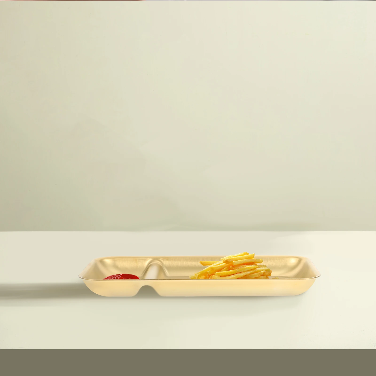 

1Pcs Stainless Steel Divided Food Plate Compact Lightweight Serving Tray for Dinner Snack Party Home Use Food Plate