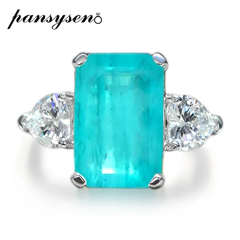 pansysen paraiba turmalina gemstone para mulheres 100 925 sterling silver party ring fine jewelry atacado 5ct 8x12 mm 01