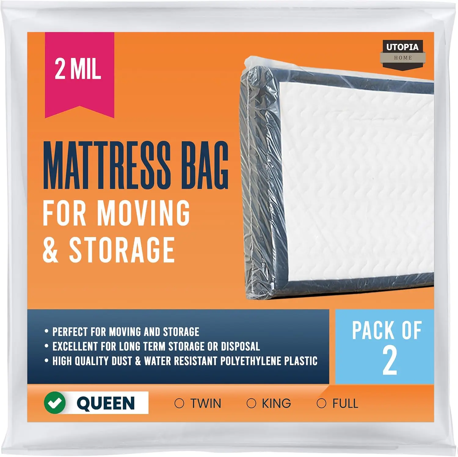 

Mattr Bag For Moving Queen Size (Pa Of 2) Mattr Storage Bag, Plastic Mattr Encasement Cover, Fits Mattresses Up To 14