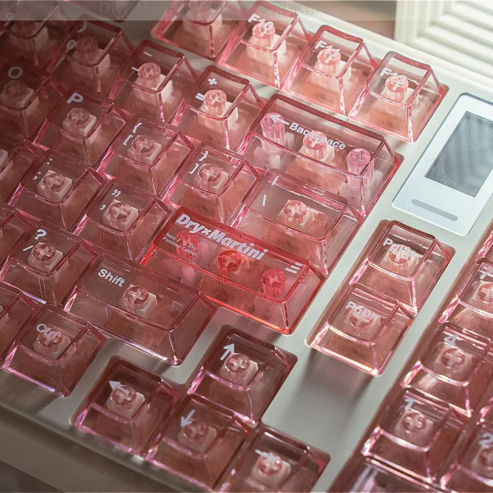 

Pink Crystal Glazed Cherry Keycaps PC 157 Keys Ice Block Translucent for Cherry Gateron MX Switches Mechanical Keyboards