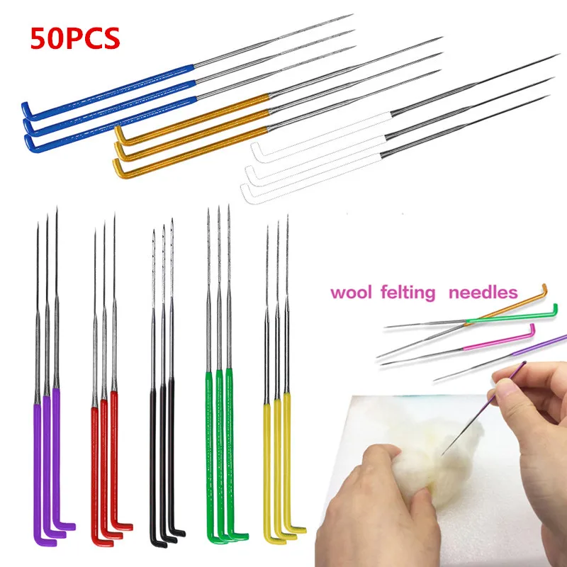 MIUSIE 50pcs Needle For Felt Wool Felt Tool Kit for Beginner DIY Craft Needle Work Poke Wool Felting Needle Felting Supplies