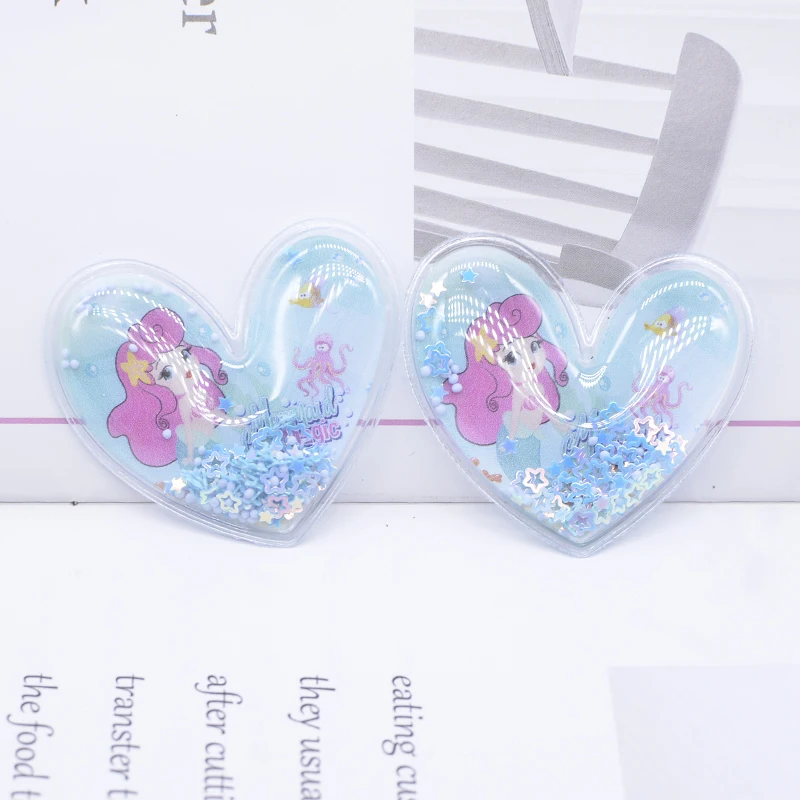 12Pcs 50*45mm Printed Colorful Heart Sequins Appliques for DIY Girl Headwear Clips Bow Pendant Decor Accessories Clothes Patches