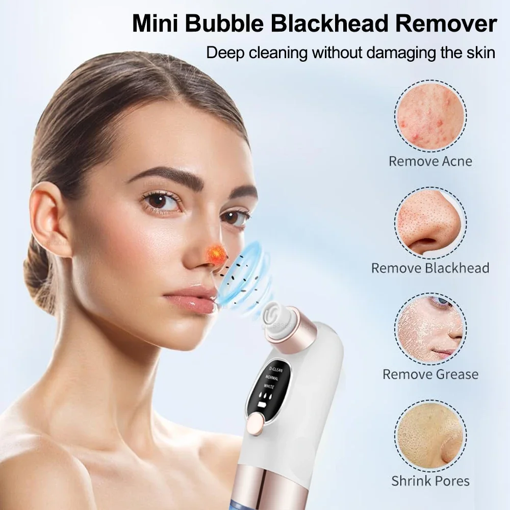 Electric Vacuum Bubble Blackhead Remover Face Cleaner Pimple Acne Black Head Removal Water Cycle Black Dot Remove USB Rechargeab