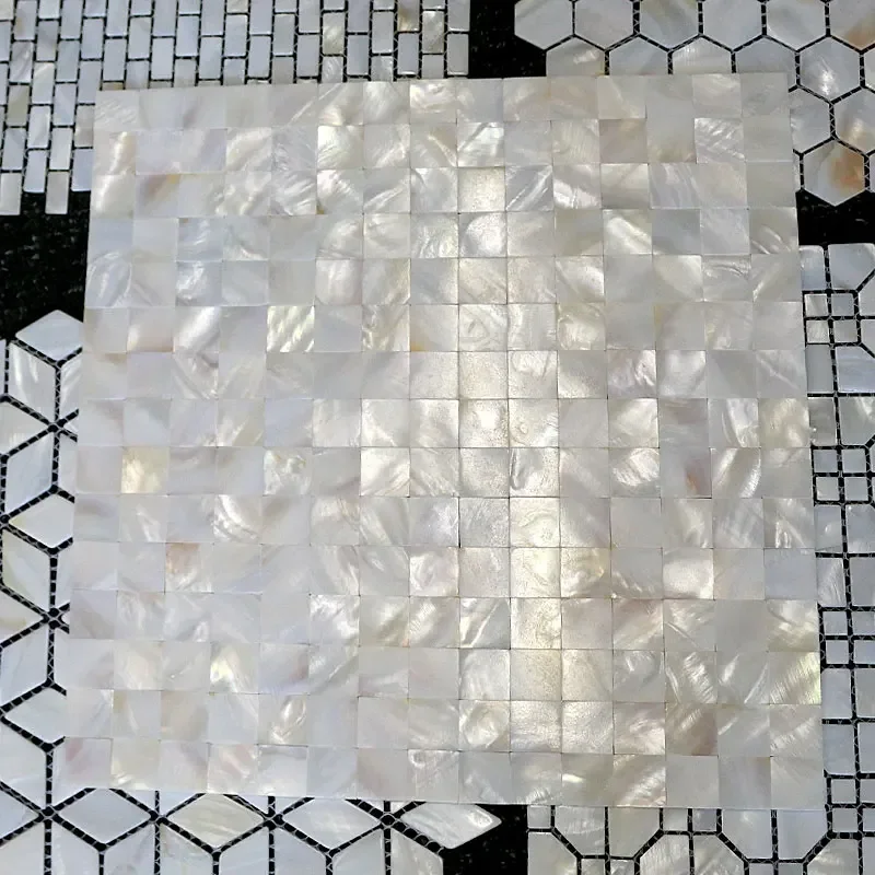 22pcs/lot Shell Mosaic Tile Natural White Mother of Pearl Wall Backsplash Bathroom Tiles Square wholesale