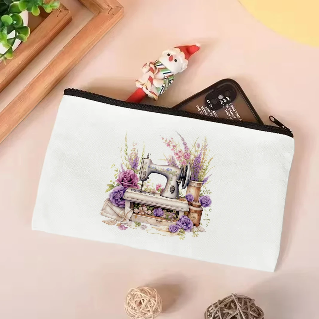 ماكينة خياطة ريترو وحقيبة حمل قماشية بتصميم زهور حقيبة عصرية وعملية للتنقل اليومي والتسوق والدراسة هدية