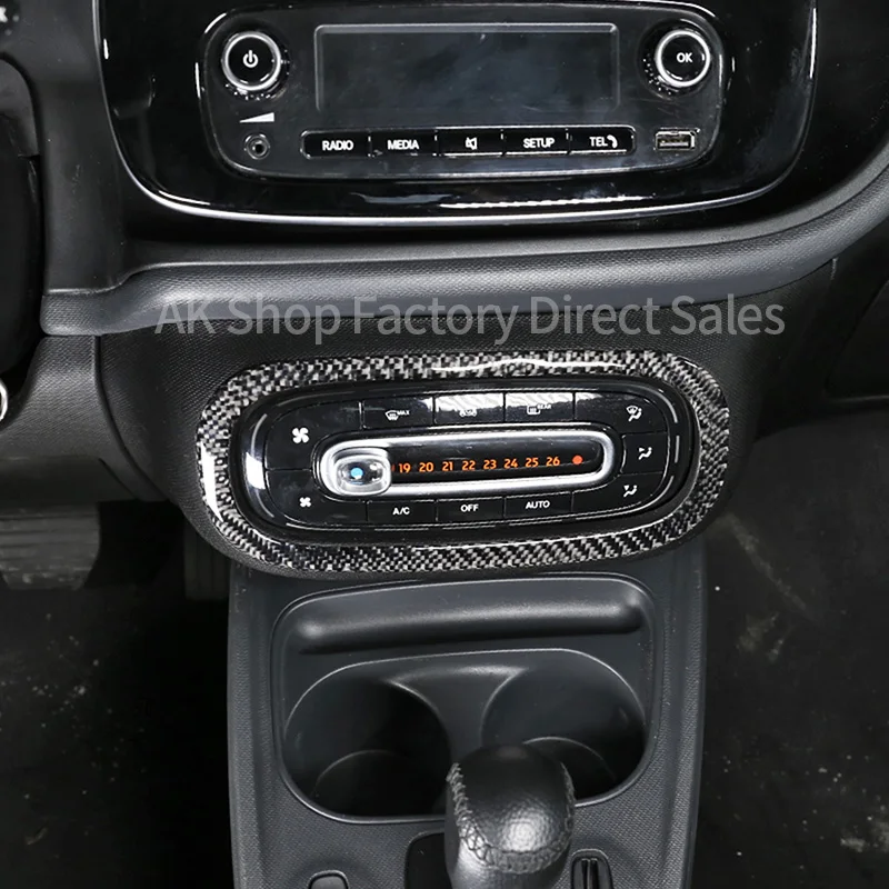 For Mercedes Benz Smart 453 Fortwo/Forfour 2016-2021 Carbon Fiber Car Air Conditioner Control Switch Panel Sticker Accessories