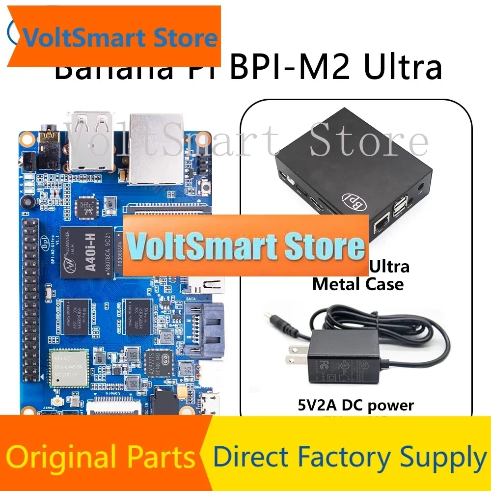 VoltSBanana Pi BPI-M2 Ultra With Metal Case Power Allwinner A40i Quad Core 2GB DDR3 8GB EMMC With Onboard WiFi BT4.0 Single Boar