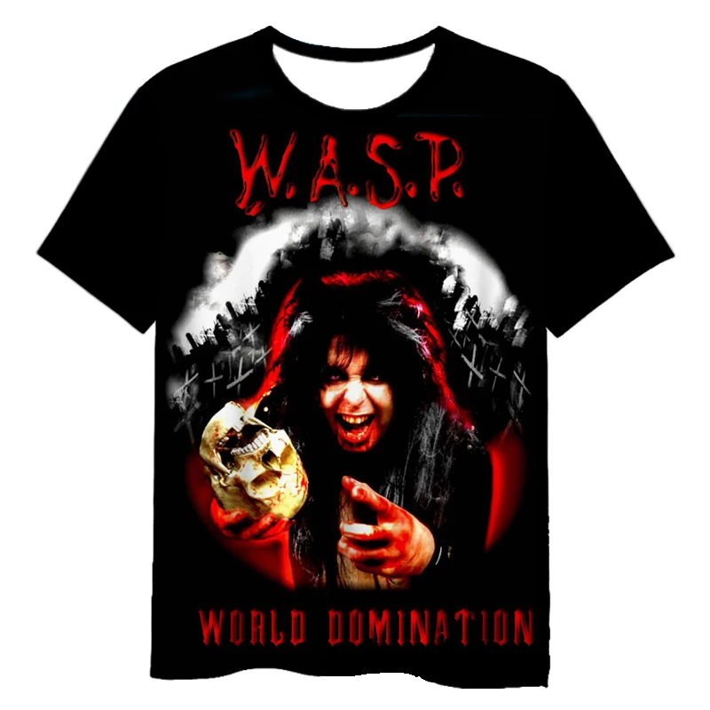 W.A.S.P Rock T-shirts 3D Print Streetwear Men Women Fashion Short Sleeve Hip Hop T Shirt Kids Tees Tops Man Clothing