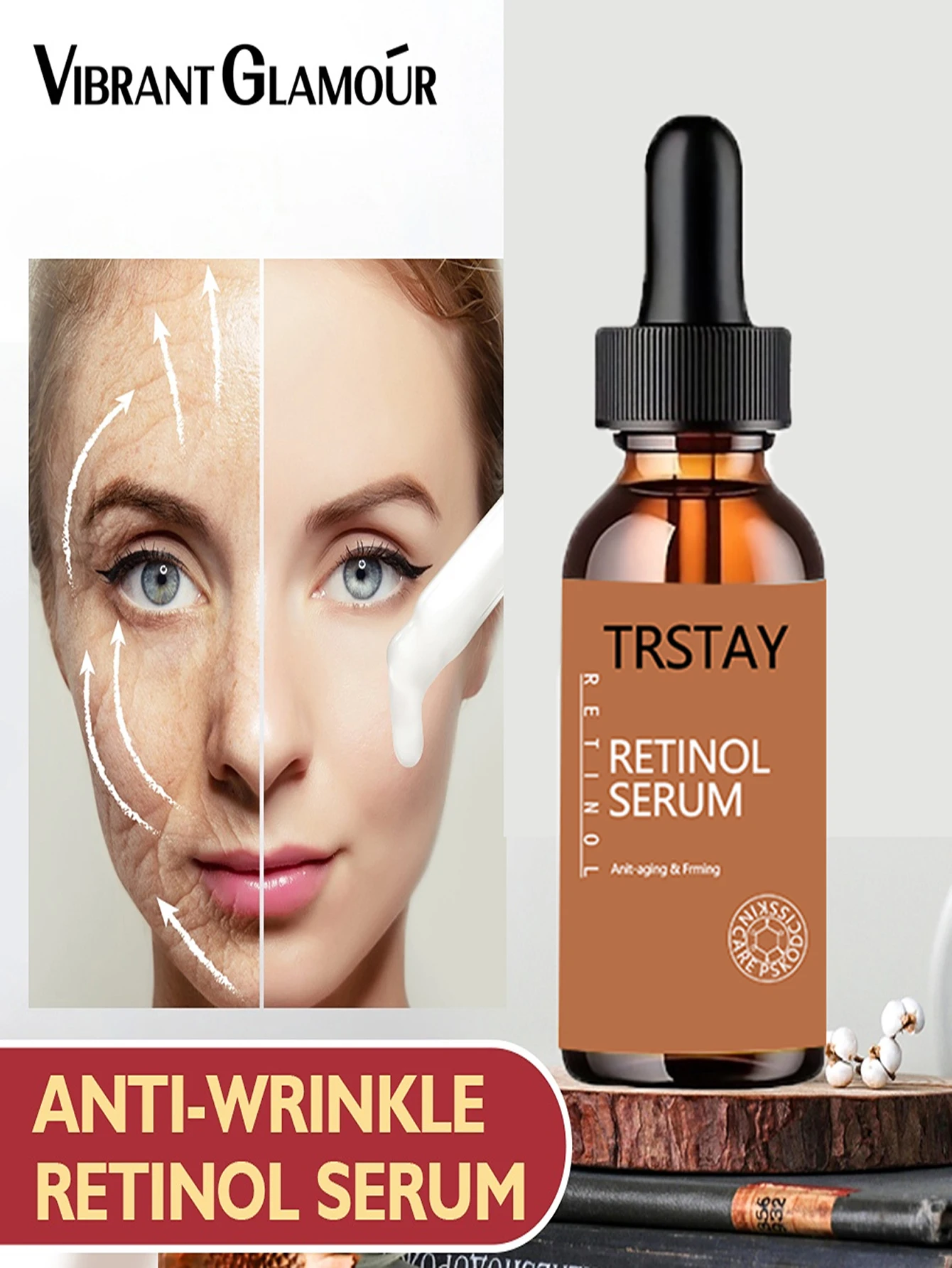 VIBRANT GLAMOUR Retinol Face Serum Moisturizing Whitening Firming Fade Fine Lines Anti-wrinkle Anti-aging Deep Care Essence