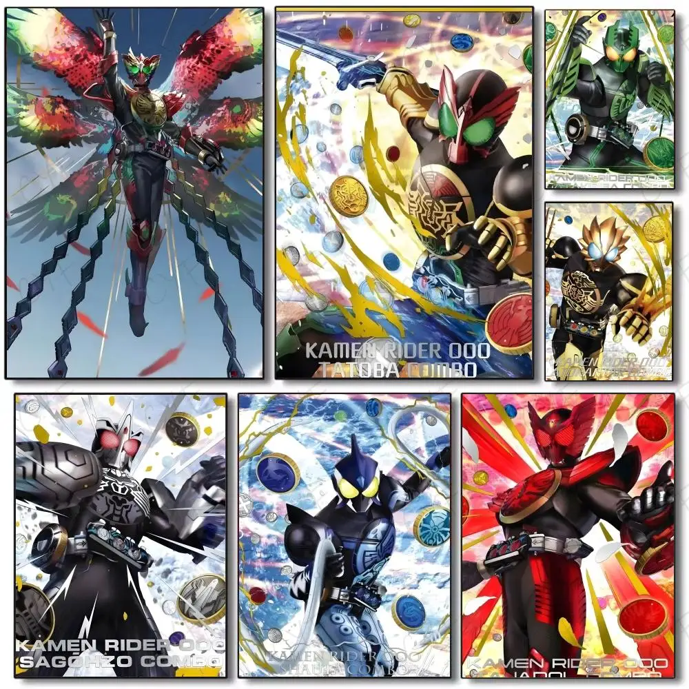 K-Kamen Rider-MT O-OOO Anime-Poster, selbstklebendes Gemälde mit Drucken, für Zuhause, Schlafzimmer, Wohnzimmer, Dekoration, Geschenk