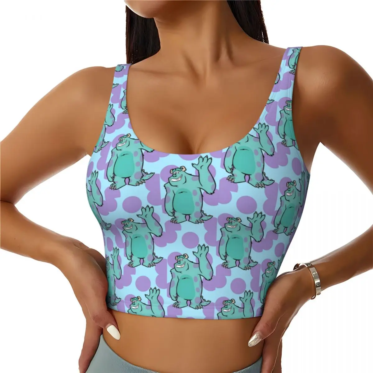 

Custom Monsters University Sulley Sports Bra Women's High Impact Workout Yoga Crop Top