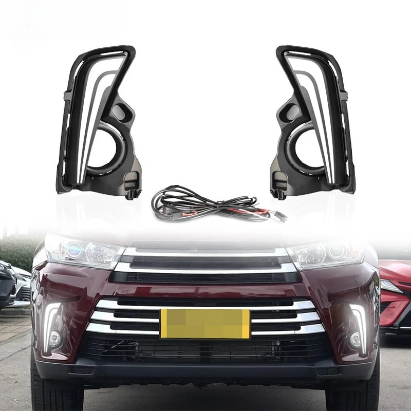 

Для Toyota Highlander 2018-2021 светодиодные дневные ходовые огни передние противотуманные фары Dymanic поворотные сигнальные лампы аксессуары для модификации