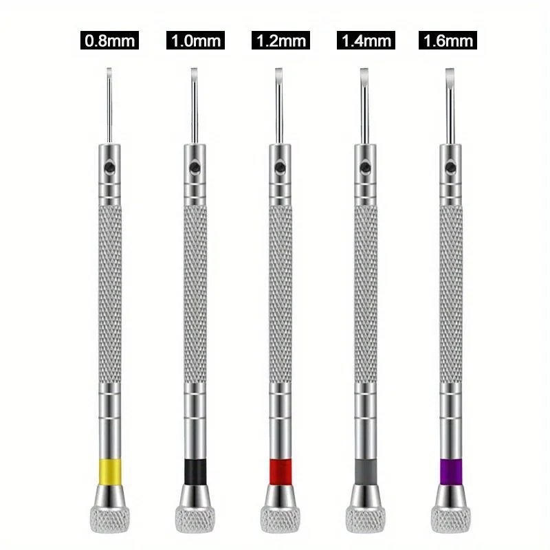 5pcs/set 0.8-1.6mm Steel Screwdriver for Watch Repairing Portable Watch Tools Band Removal with Mini Link Pins Watchmaker Tools