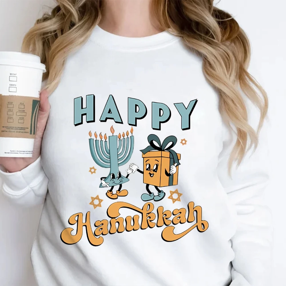 Hannukah Sweatshirt Happy Hanukkah Sweater Jewish Top Shirt Holiday Hanukkah Jumper Jewish Saying Pullover Hanukkah\' Gift Hoodie