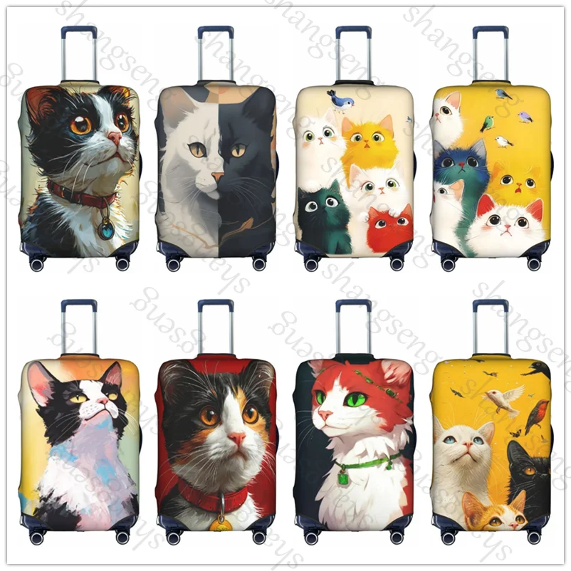 

Дорожный чемодан, защитный чехол, чехол для чемодана, эластичный защитный моющийся чехол для багажа, 18-32 дюйма, милый кот, животное
