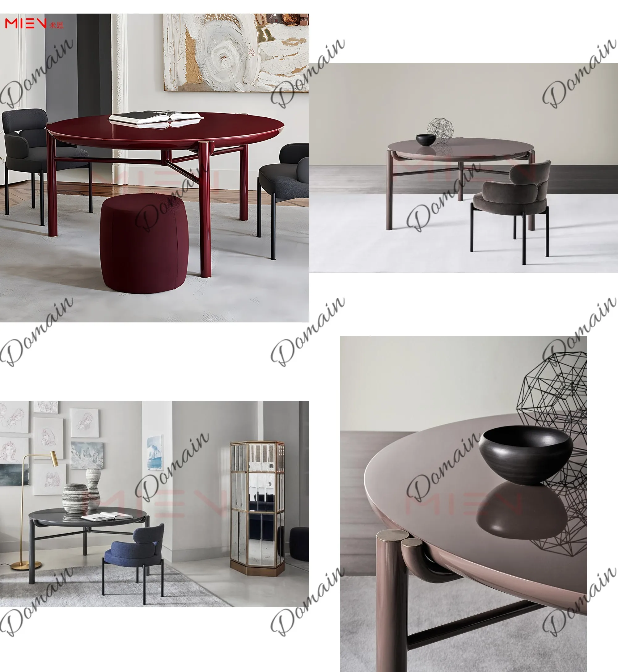 Round dining table minimalist light luxury living room famous hotel large round table villa simple dining table