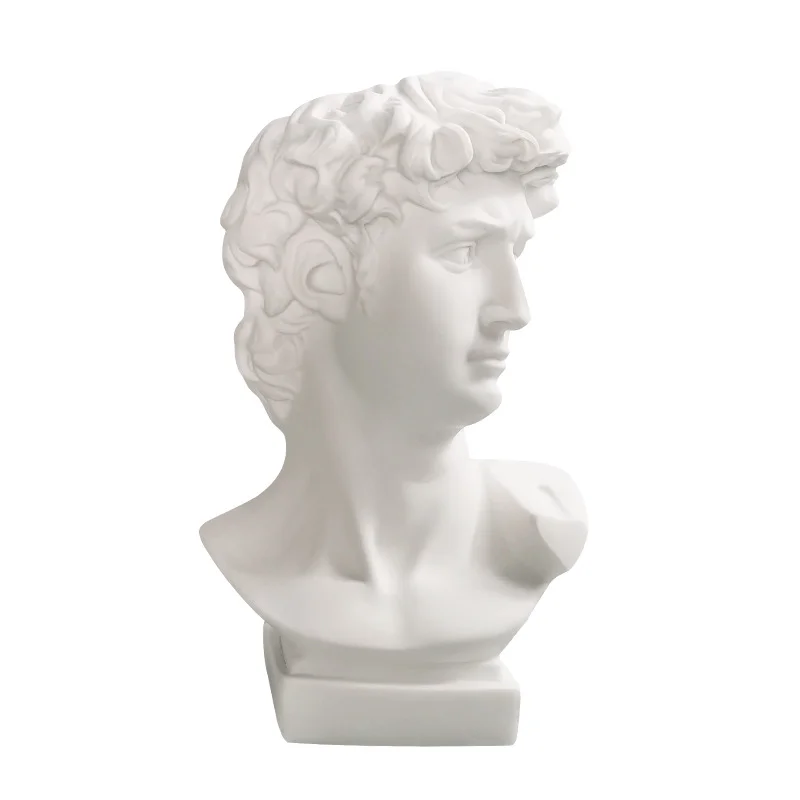 Sculpture de David rétro nordique, Vase à tête en plâtre, décoration hydroponique, porte-stylo pour pinceaux de maquillage, décoration de bureau créative à la mode