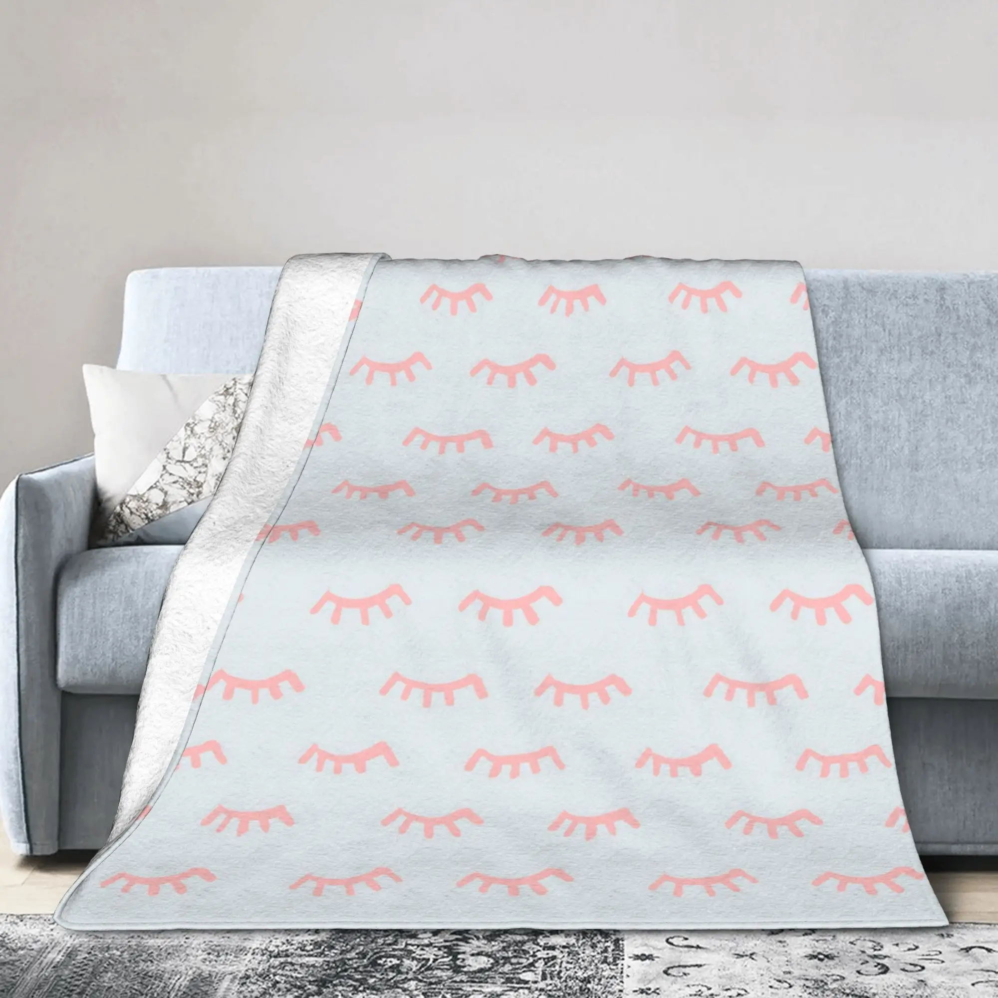 Closed Eyes Pattern Blankets Fleece Textile Decor  Close Eyes Multi-function Super Soft Throw Blanket for Home Travel Rug Piece