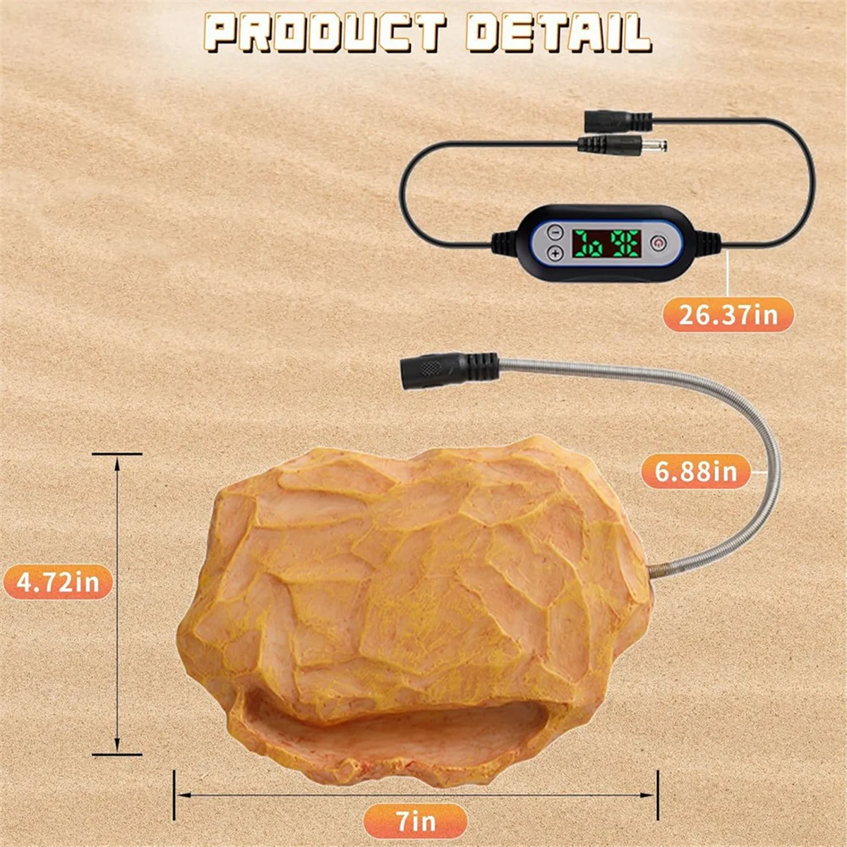 

【Прикрашение для вечеринки】Тепловой камень для рептилий с кормутом Тепловой камень для регулировки температуры бородатого дракона Тепловые камни с вилкой европейского стандарта