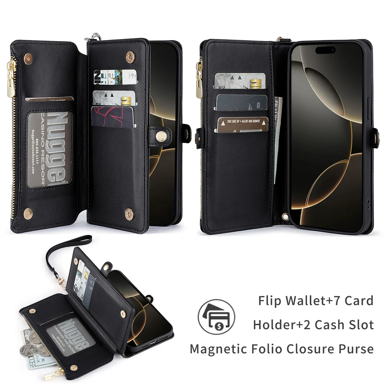 حافظة جلدية قابلة للطي لهاتف سامسونج جالاكسي نوت 5 8 9 10 20 لايت بلس نوت 20 الترا محفظة بحبل غطاء هاتف للبطاقات