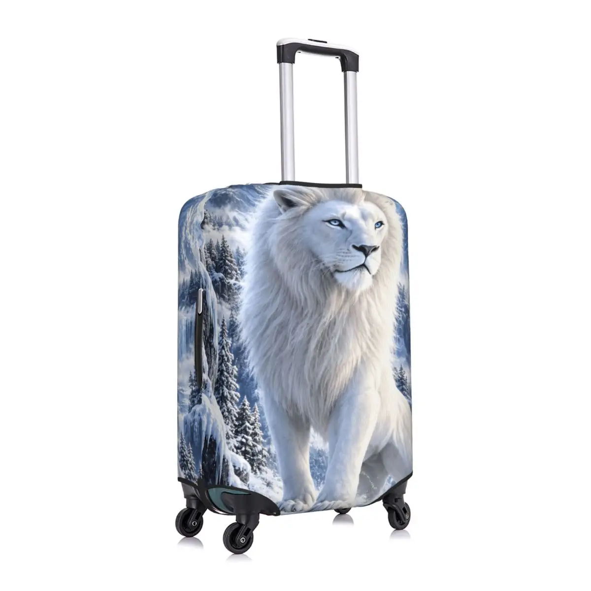 White Lion Single Digital Printed Suitcase Cover Holiday Travel Elastic Luggage Accesories Protector