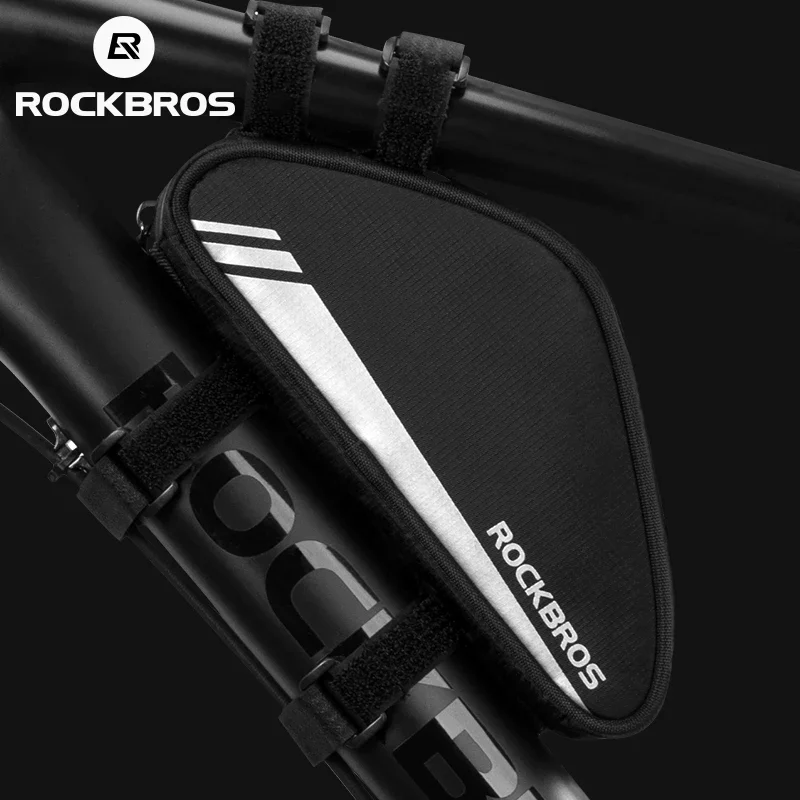 ROCKBROS Triangle Beam Bag Bicycle Top Tube Bag Bike Saddle Bags MTB Road Bike Phone Bags 0.7L High Reflective Bike Accessories