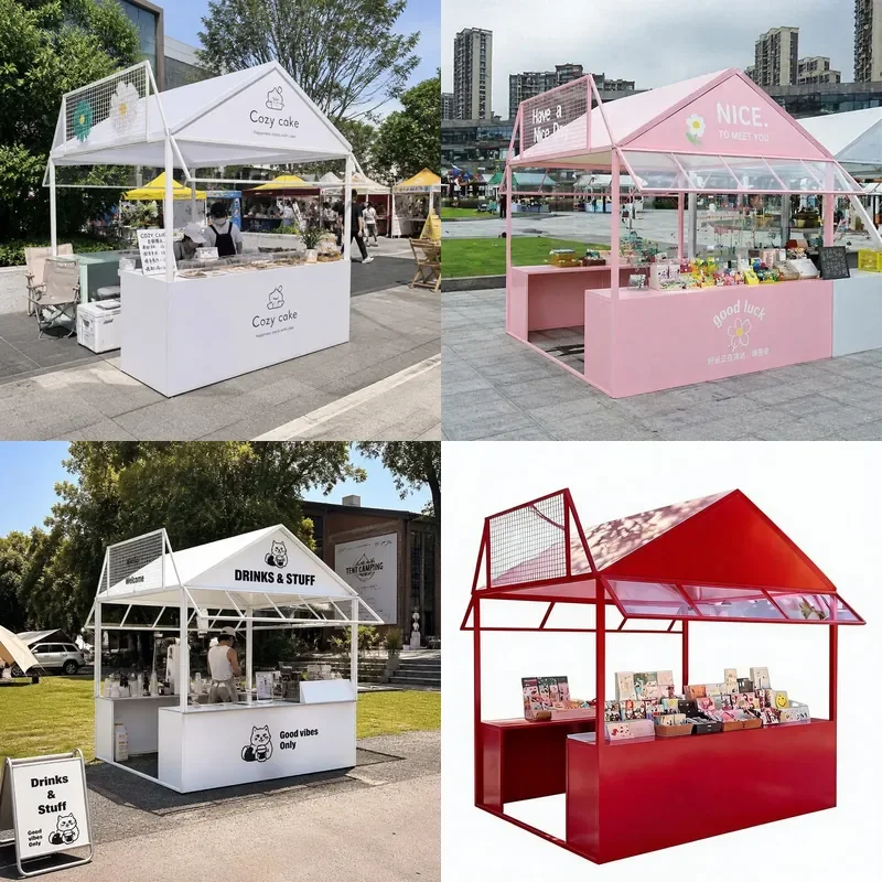 For Night Market Activity Booth Display Stand Wrought Iron Awning for Food Festival Outdoor Creative Stall with Durable