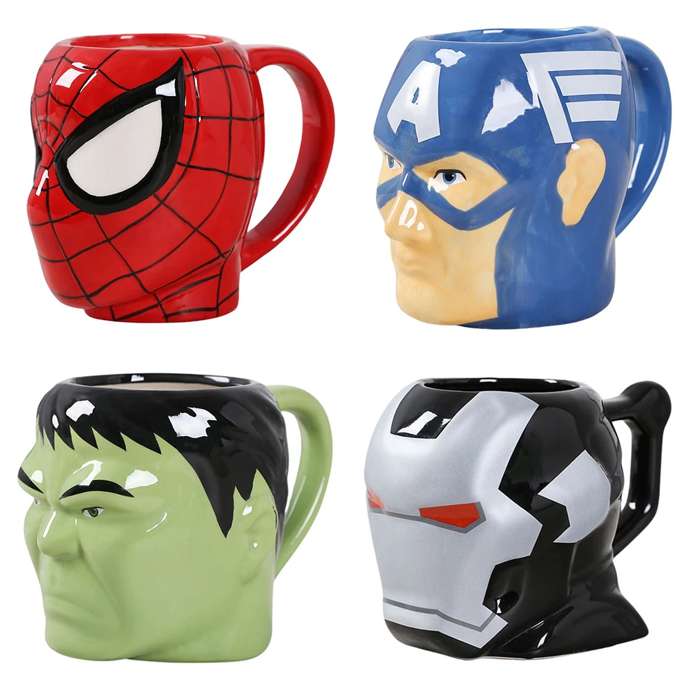 450-500ml Ceramics Mug Marvel Avengers Iron Man The Hulk Super Captain America Batman Magical Woman Hero Mug Milk cup Coffee cup