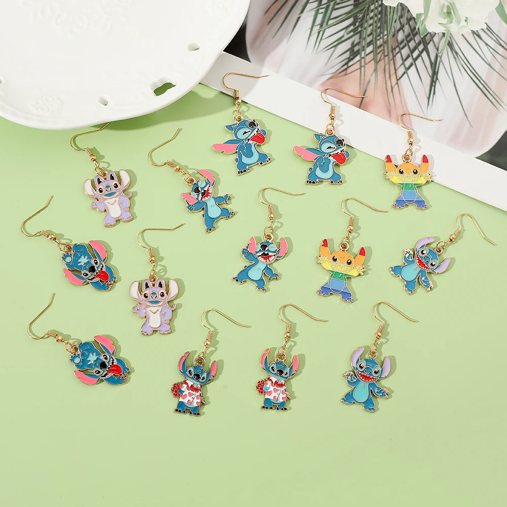 Cartoon Stitch Angel Pendant Earrings, Star Baby Fashion Earrings, Cute Jewelry Gift for Friends