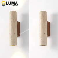 Wabi-Sabi High Quality Wall Lamp Travertine Natural Stone Sconce Light with G9 Bulb for Bedroom Living Room Hallway Wall Light