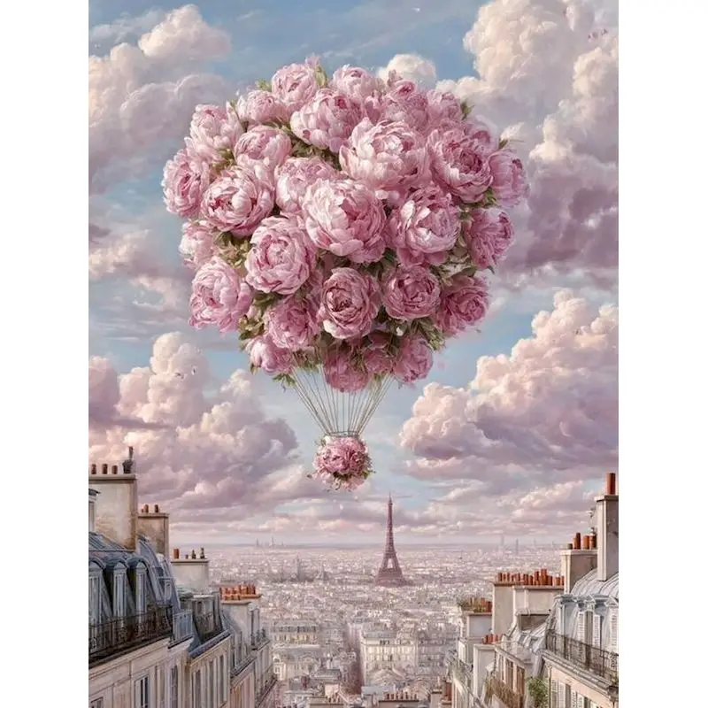 

Hot Air Balloon Paint By Numbers Handiwork Art Coloring By Numbers Flower Easy Acrylic on Canvas Unique Gift Paintings On Number