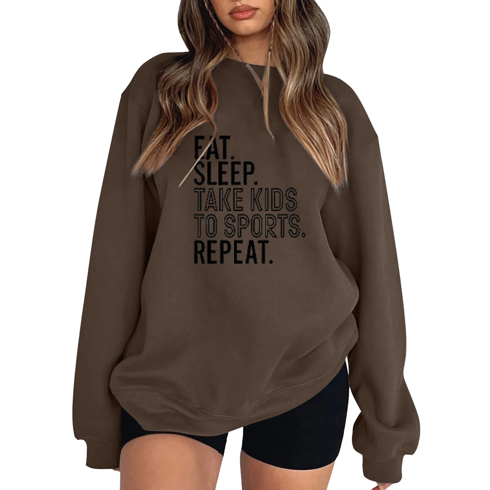 

Women'S Loose Fall Winter Letter Print Sweatshirt Casual Oversized Pullover Long Sleeves No Hat Track Top Loose Casual Blouse