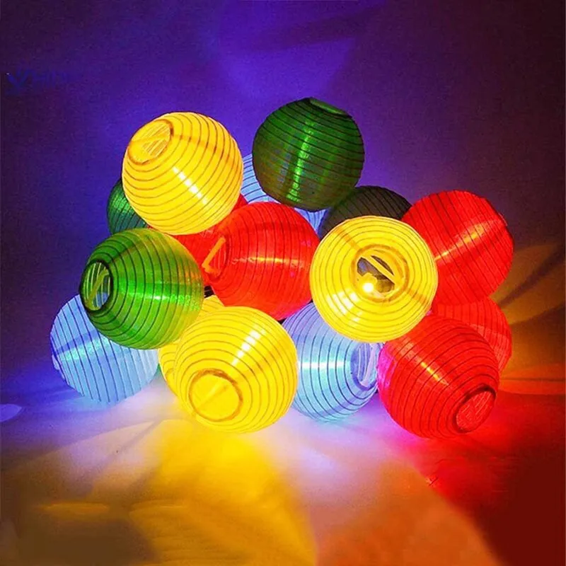 10 LED Lantern Ball String Light Outdoor Waterproof Patio String Lights Solar Garland Christmas Lights