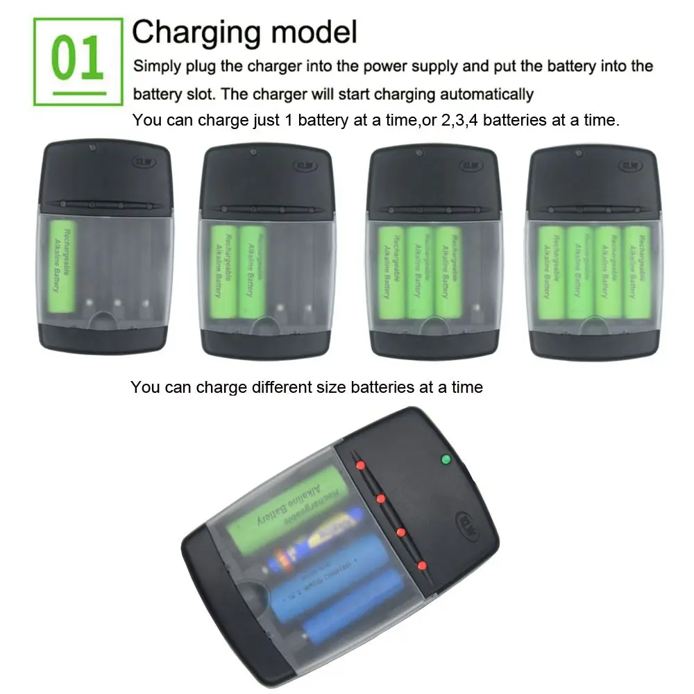 Indicator Fast Charging Dock Intelligent Battery Charger 4 Slots Adapter For Rechargeable Battery AA AAA 1.5V Alkaline Battery