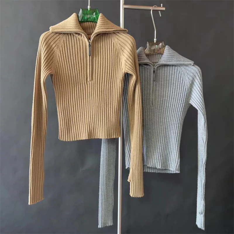 Cardigan for women New elastic knitted slim fit long sleeved top for autumn 2025 wool blend Women's sweater Casual Women's coat