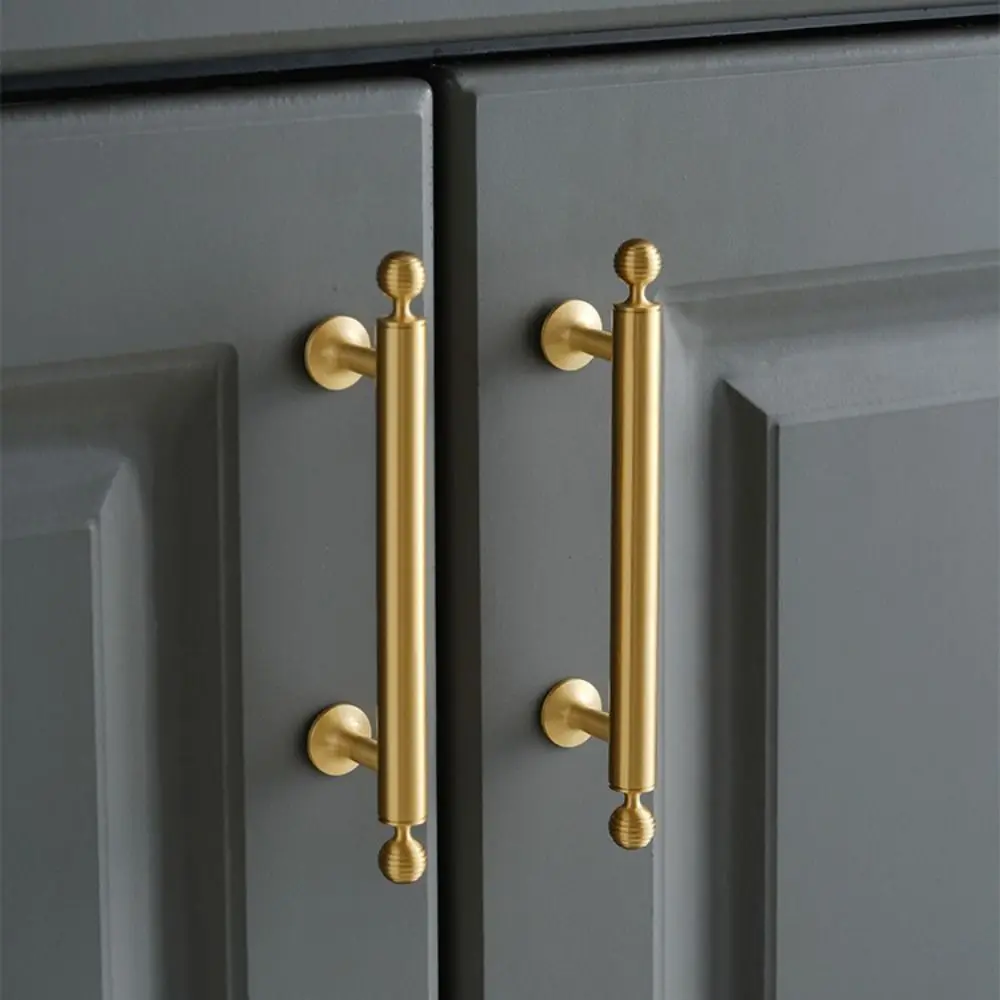 Solid Brass Furniture Handles Antique Bronze Finish Single-Hole Mounting Drawer Knobs Brushed Antique Brass Long Handle Design
