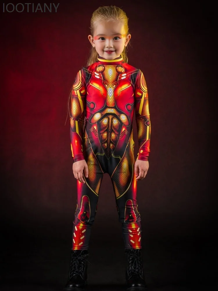 

Halloween Children's 3d Digital Printing Cyberpunk Armor Girls Tight Jumpsuit Holiday Party Stage Role-playing Costume Suit 2025