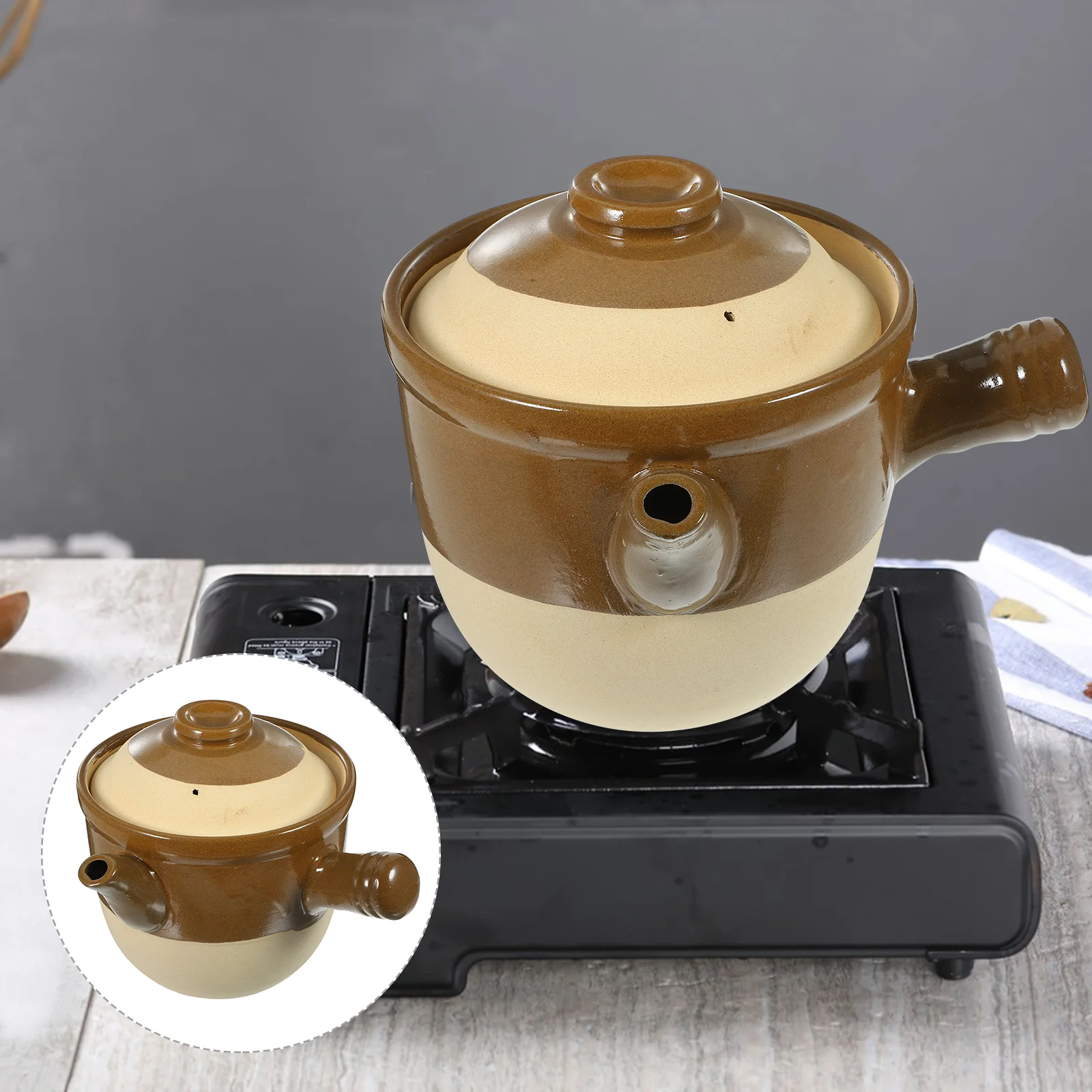 

Earthen Pottery Medicine Kitchen Cooking Casserole with Lid Griddle Pan Cookware Clay Pots for Stew