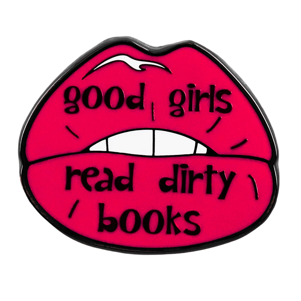 Good Girls Reading Books BroochPersonalized Red Lip Slogan Brooch English Humorous Sentence Enamel Pin Fashion Accessories Gift