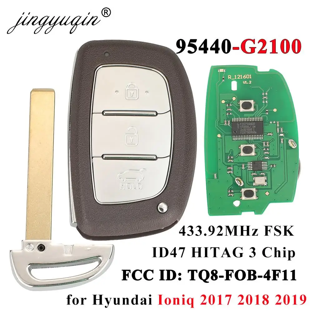 

jingyuqin 95440-G2100 Smart Remote Car Key Fob for Hyundai Ioniq 2016 2017 2018 2019 433MHz FSK ID47 Chip 3Button Fob Keyless Go