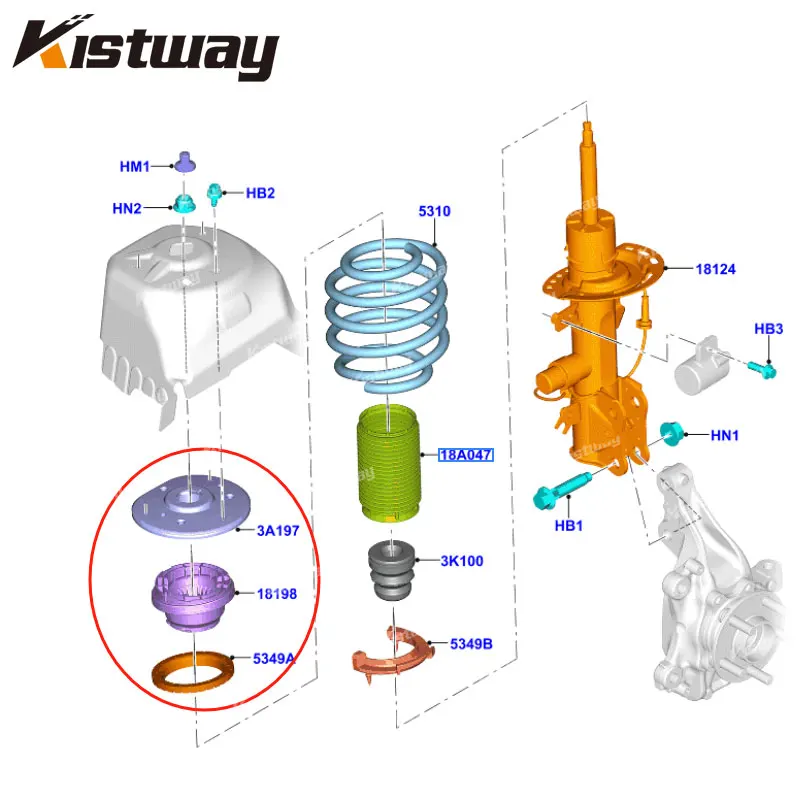 3PCS Front Shock Absorber Top Glue Buffer Pad Kit For Lincoln Continental 2.7L 3.0 3.7L G3GZ3A197A DG9Z18198B 6G9Z5415A