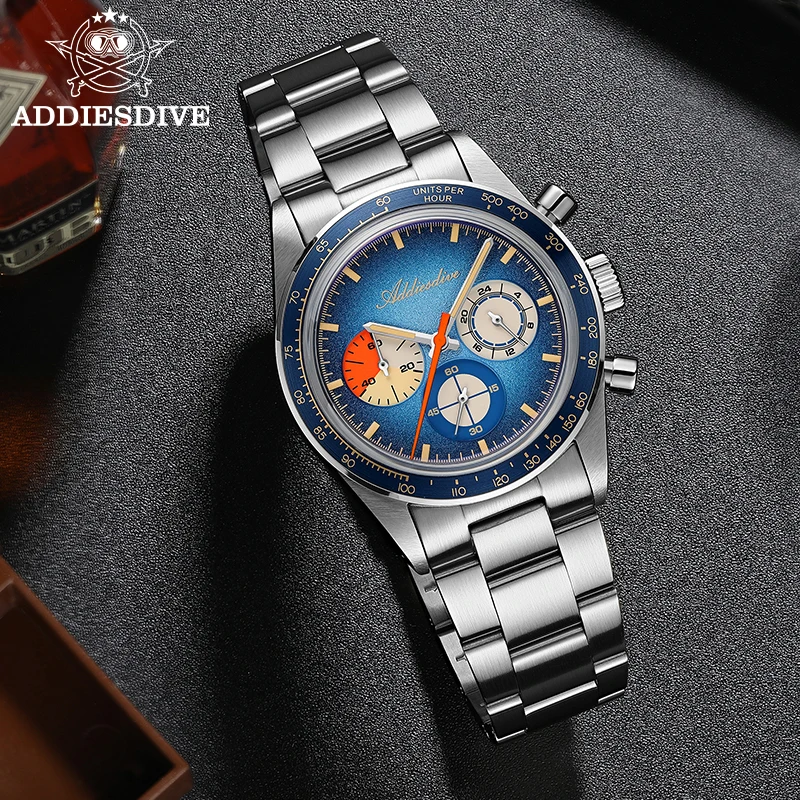 ADDIESDIVE 2026 New Watch Men Luxury Chronograph 0S20 Quartz Wristwatch C3 Luminous Diving 100m Waterproof 316L Stainless Steel