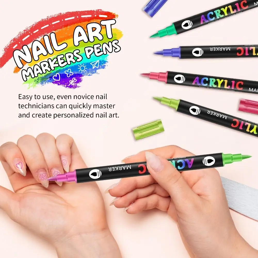 

24/48 Colors Dual-ended Markers Dual Color Quick Dry Acrylic Paint Markers Drawing Marker Waterproof Dual Tip Markers Adult Art