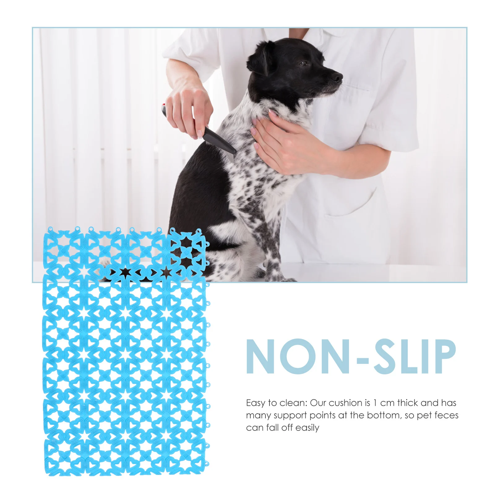 

4Pcs Anti-Skid Pet Cage Mat Dense Hole Design Quick-Drain Floor Cushion for Bathroom Living Room Kitchen Use Plastic Mat